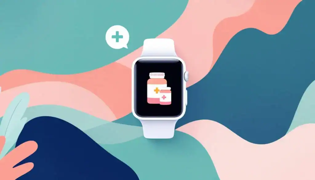 7 Apple Watch ADHD Tools for Time and Task Support 4 Apple Watch next to a pill bottle, illustrating medication reminder notifications.