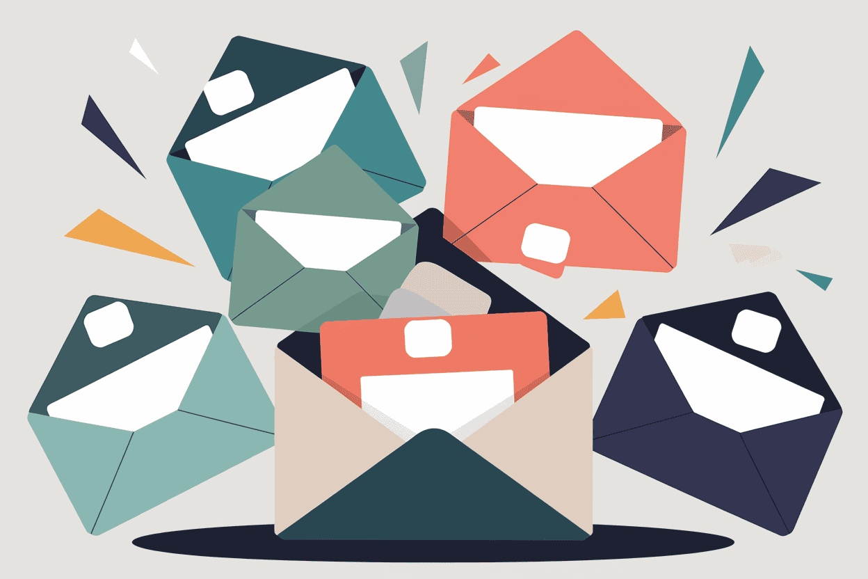 17 Smart Ideas for ADHD Accommodations at Work 7 colorful envelopes with messages representing challenges of ADHD