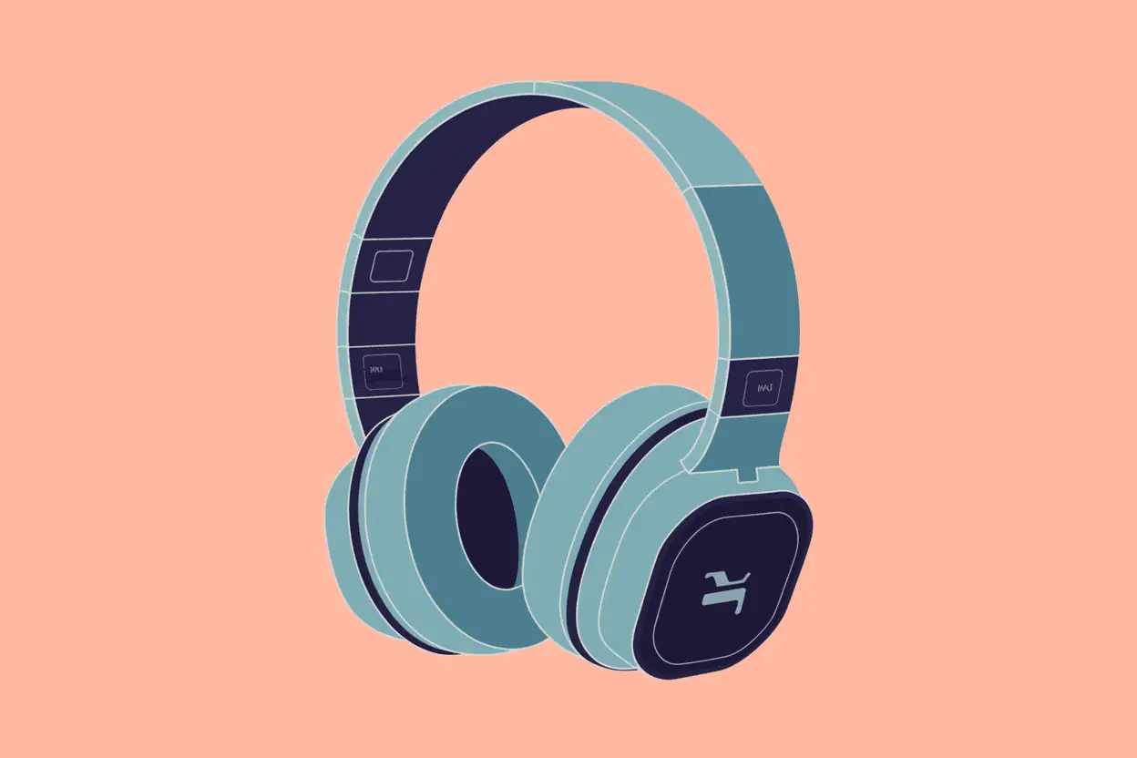 17 Smart Ideas for ADHD Accommodations at Work 3 teal noise-canceling headphones on a peach colored background