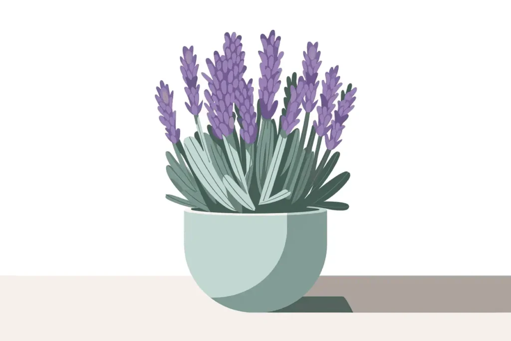 17 Smart Ideas for ADHD Accommodations at Work 9 lavender plant illustration in sage green pot as representing relaxation