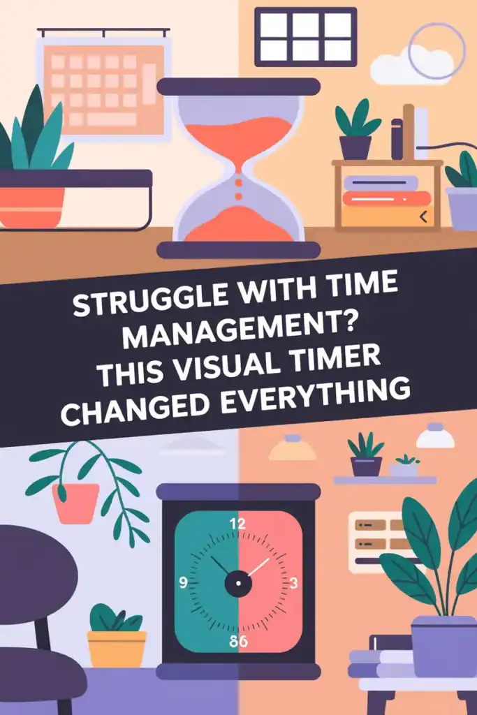 7 ADHD Visual Timer Insights and Best Pick for 2025 7 hourglass sandtimer over visual timer, office scenes, title is struggle with time management, this visual timer changed everything
