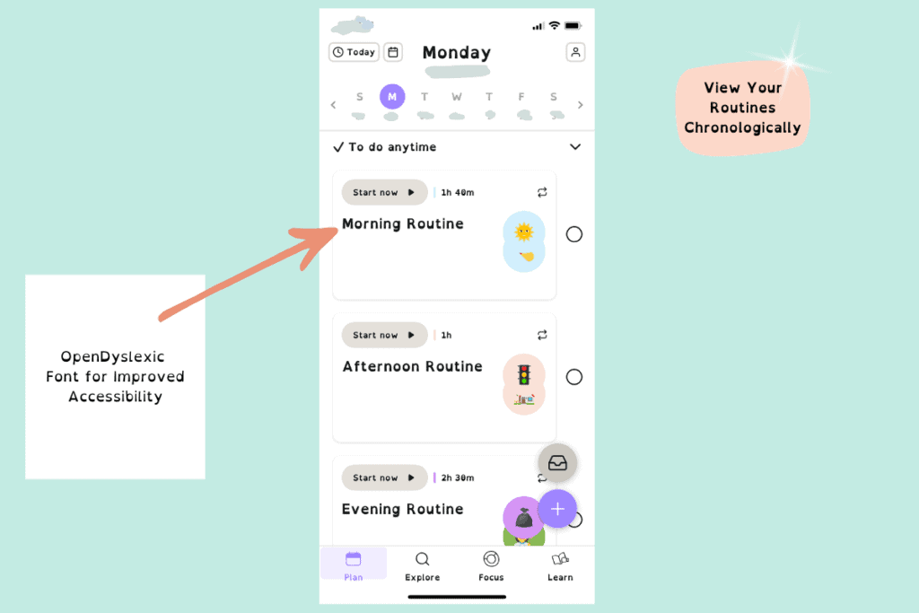 7 Tiimo App Features Neurodivergent Users Will Love 5 day view, open dyslexic font, Tiimo app, Tiimo user interface, edits by Teach with ND