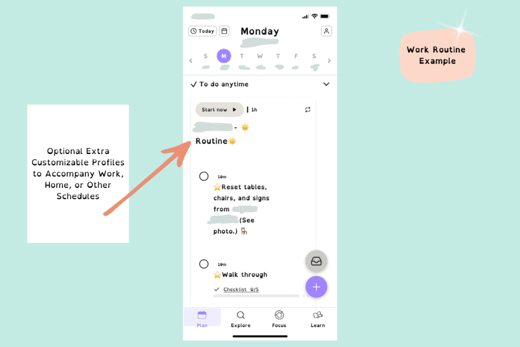 7 Tiimo App Features Neurodivergent Users Will Love 2 work profile example, routine, Tiimo app review, Tiimo user interface, edits by Teach with ND