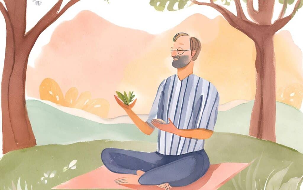 teacher meditating on ground outside, self-care, finding your tribe