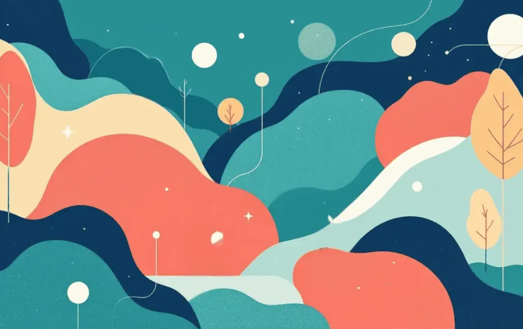 abstract shapes like mountains with celestial nature setting