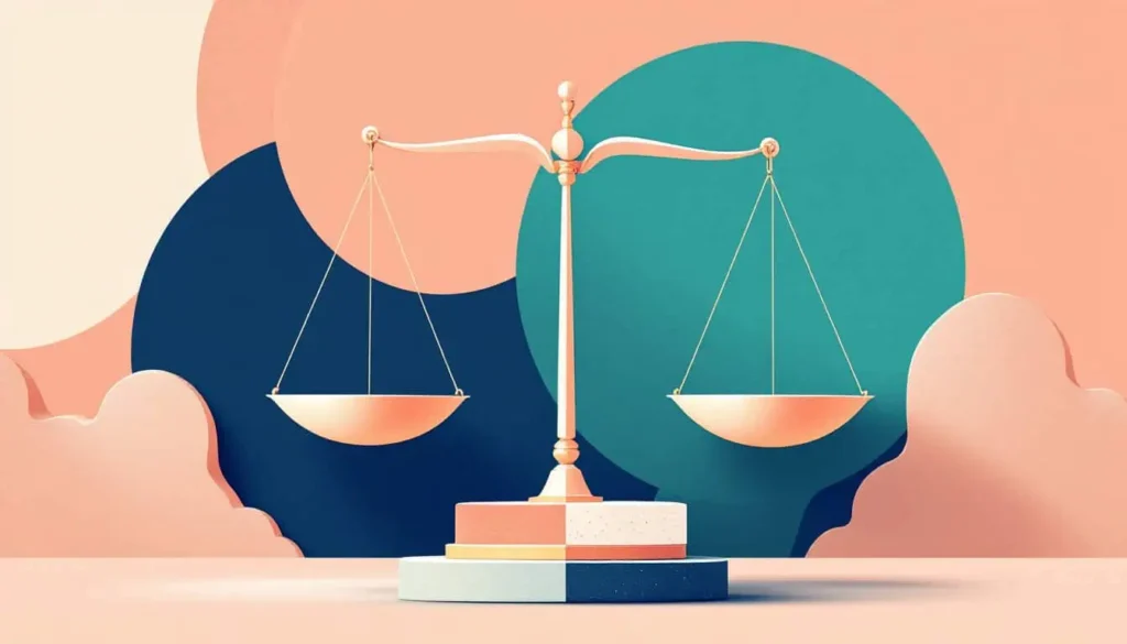 a classic balance scale in peach 