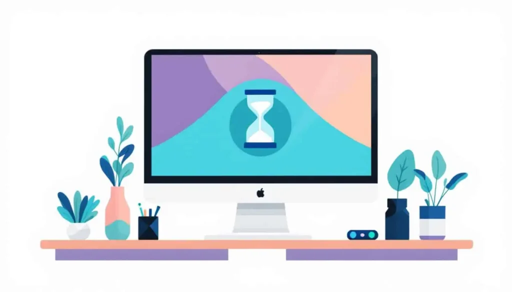 7 ADHD Visual Timer Insights and Best Pick for 2025 6 multicolored computer screen shows sandtimer representing loading information