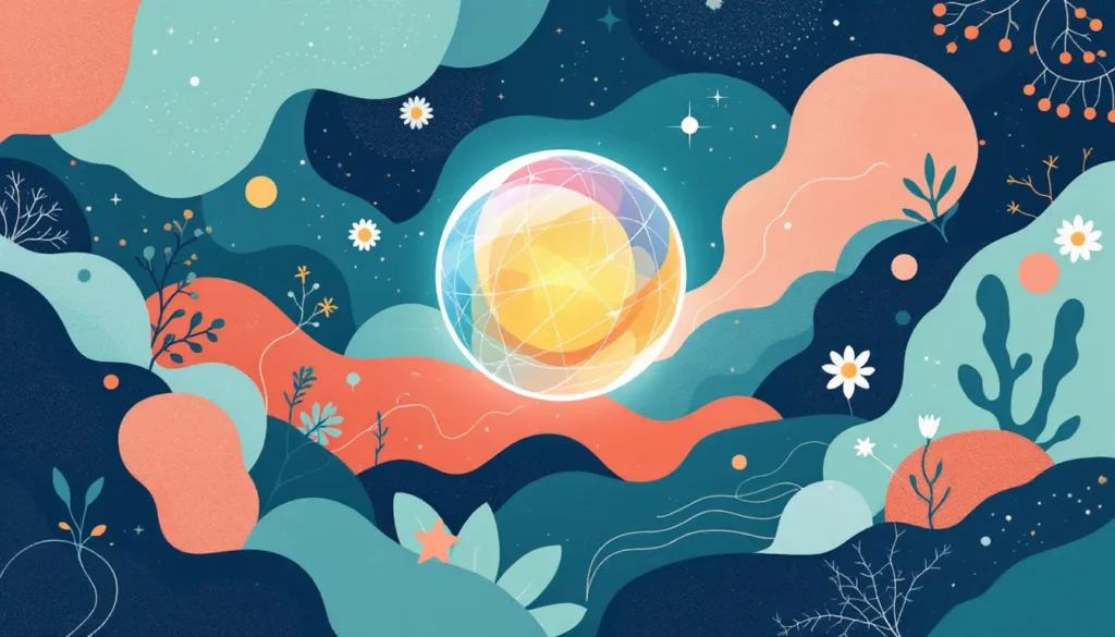 What Are Neurodivergent Boundaries? 4 iridescent sphere floating over nature scene with white light surrounding it as its boundary