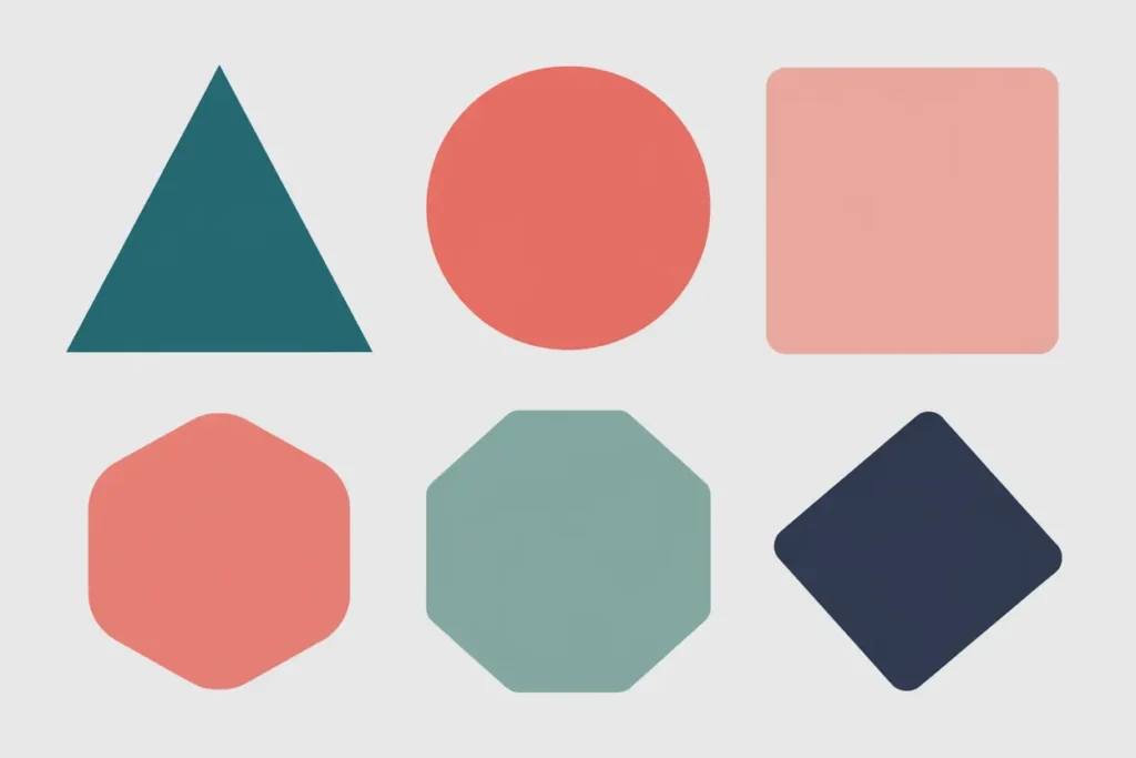 Guide to Understanding Neurodivergent Boundaries for Teachers 6 teal triangle, coral circle, peach square, salmon colored hexagon, sage octagon, navy diamond, as representing understanding neurodivergent boundaries