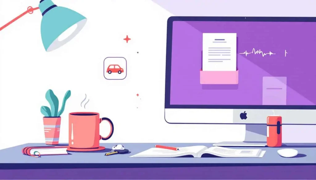 What Can Speechify Do? A Teacher’s Quick Guide to Turning Reading into Listening 5 Desk still-life with earbuds, planner, and a newsletter playing as a waveform.