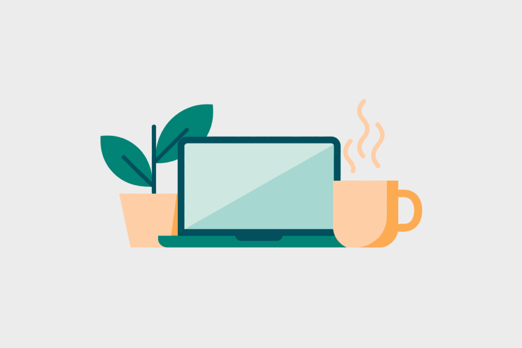 Minimal vector of a teacher workspace, a quiet space for managing teaching and side gigs.