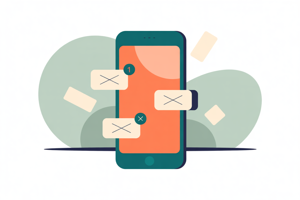 5 Low Stress Side Hustles for Teachers 12 Smartphone with muted message icons and minimal notification symbols.