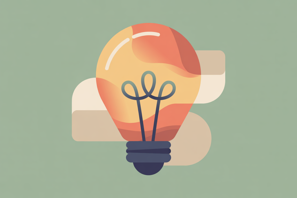 How Much Money Can Teachers Make from Side Hustles? 8 Stylized lightbulb with warm coral and sage abstract shapes behind it.