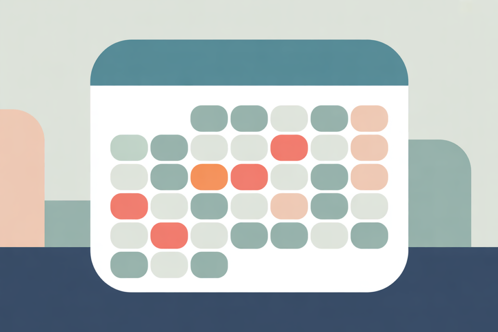 5 Low Stress Side Hustles for Teachers 7 Organized weekly schedule layout with evenly spaced colored blocks.