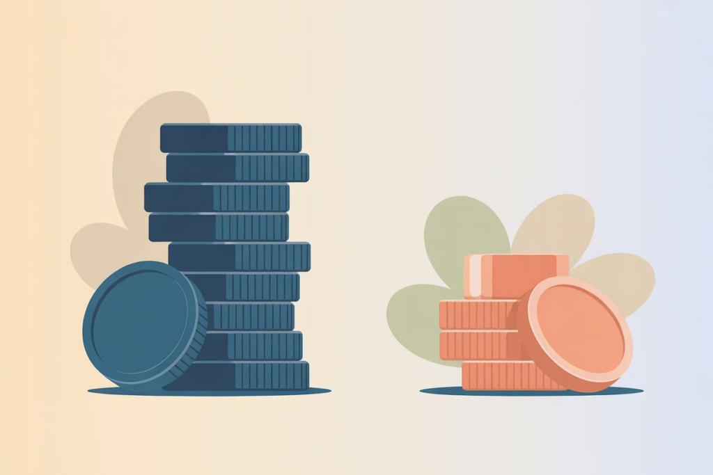 5 Side Hustles That Pay Well for Teachers 7 Stack of coins and cash representing extra income ideas and side hustles that pay well for teachers
